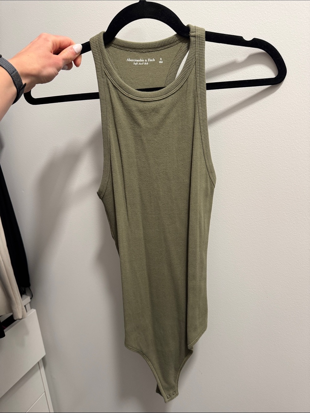 Abercrombie & Fitch Olive Green Ribbed Tank Bodysuit